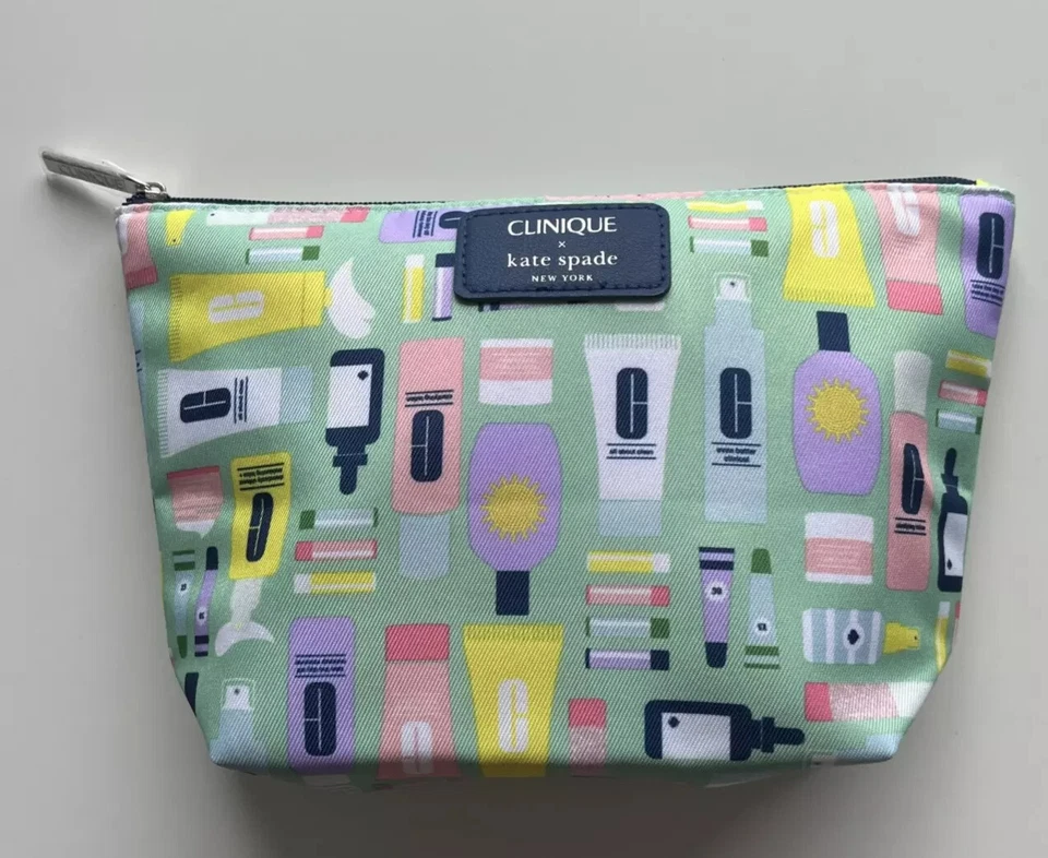 Clinique x Kate Spade Maquillaje Cosmético Bolsa con Cremallera + Tarjetas con Sobres NUEVO Foto 2 de 3