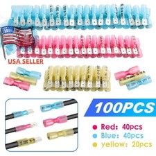100PCS Electrical Heat Shrink Male Female Spade Wire Connectors Terminals Set