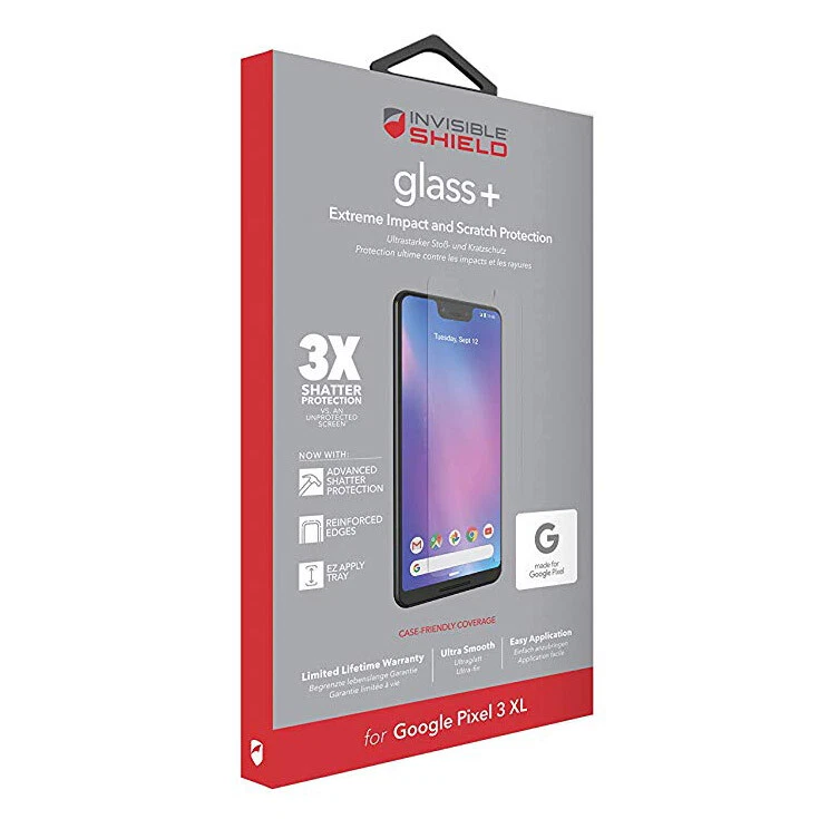 ZAGG InvisibleShield Glass+ Tempered Screen Protector Google Pixel 3 XL, Clear - Image 2 of 4
