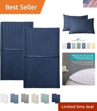 Oeko-Tex Certified King Size Pillow Covers - Set of 2 in Luxurious Dark Blue