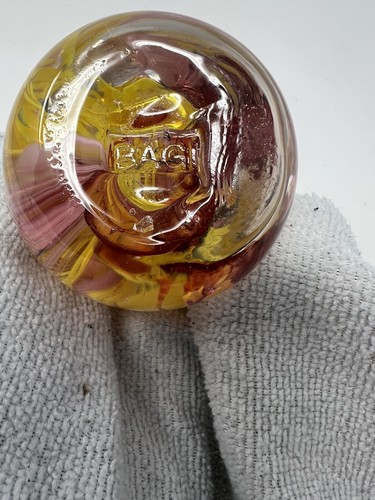 Bay Area Glass Institute Paperweight Stamped BAGI Pink And Yellow - Picture 17 of 19