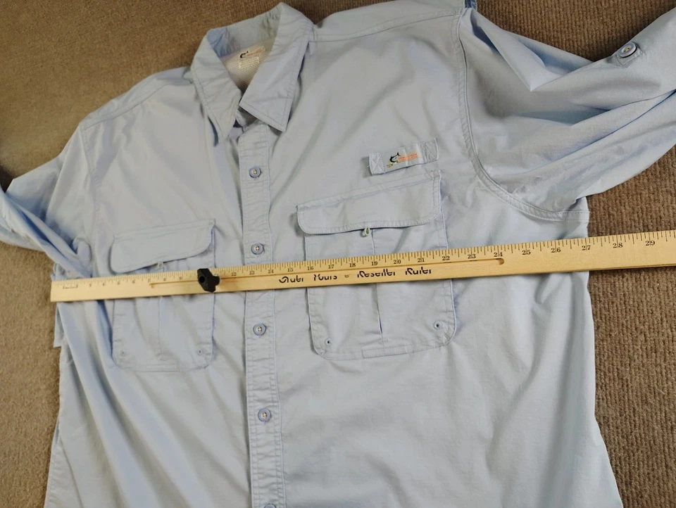 Camisa de pesca deportiva mundial para hombre 2XL manga larga con botones ventilados azul Foto 2 de 4