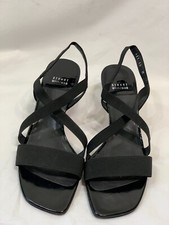 Vtg Stuart Weitzman Homestretch Womens Kitten Heel Black Sandal Size 10