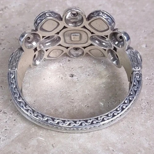 BRIGHTON "Venus Rising" Hinged Chunky Cuff Bracelet w/Gray Crystals 7in - Picture 7 of 15