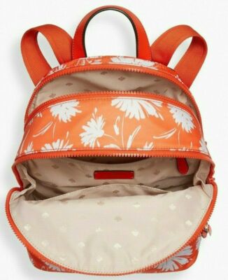 Kate Spade Karissa Medium Nylon Backpack in the Orange Wild Blossom pattern NWB Kate Spade Karissa Nylon Backpack Orange Floral WKR00450  main image 3
