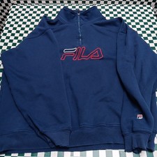 Vintage Y2k Fila Quarter Zip Sweatshirt Blue