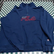 Vintage Y2k Fila Quarter Zip Sweatshirt Blue 