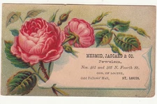 Mermod Jaccard & Co Jewelers St Louis MO Pink Flowers  Vict Card c1880s