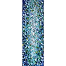 Water Drops Original Abstract Painting 10x30 Textured Vertical Art in Aqua Blue