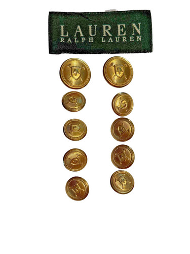 Ralph Lauren Waterbury Replacement Button Set Entire Blazer 10 Gold Polo Shield