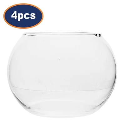 Vase bol en verre transparent 4 pièces 12 cm bol à poisson terrarium centre de table rond minimaliste - Photo 1/4