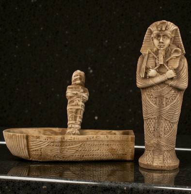 RARE ANCIENT EGYPTIAN ANTIQUE Of Pharaonic Coffin With Mummy Of King Tutankhamun