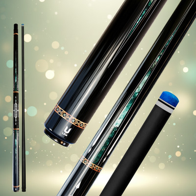 Artist-Designed Carbon Fiber Pool Cue with Geometric Tribal Motif, Joint: 3/8 8