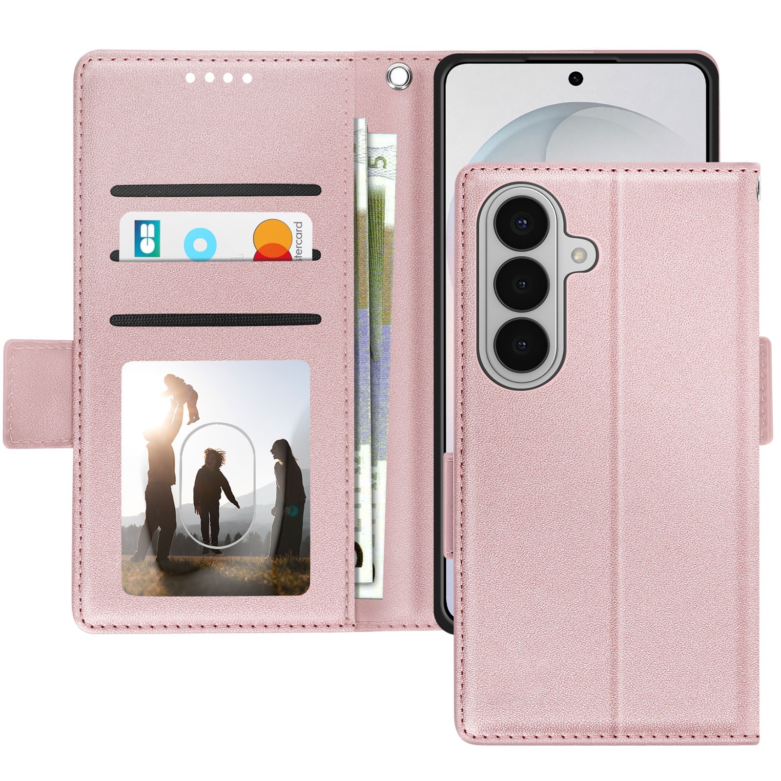 Housse Galaxy S26 effet cuir cousu chic, étui à rabat premium et lanière