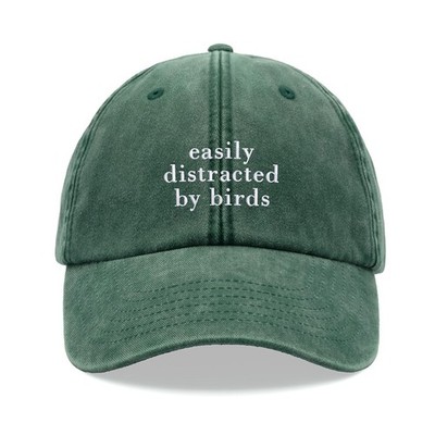 easy distracted by birds Baseball Cap Vintage Washed Unisex Papa Mütze Taube Eule