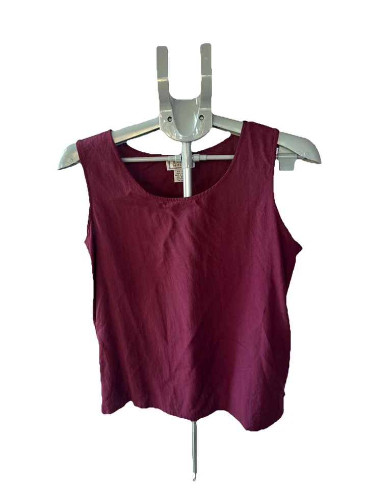 Blusa Jennifer Moore Vintage Borgoña Floral Seda Talla 12 Tanque Talla 14 Años 80 Foto 3 de 4