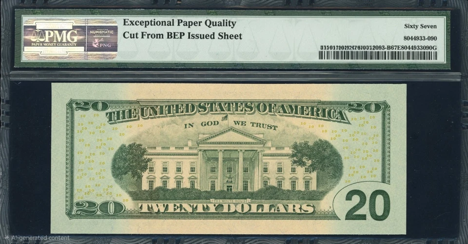 Fr. 2093-B (IBA Block) 2006 $20 New York  Bank Note PMG Superb Gem Unc 67 EPQ - Image 2 of 2