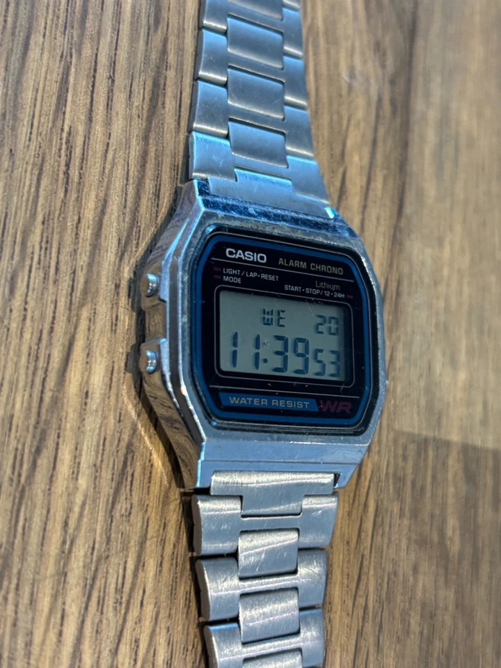 Casio A158W Digital Quartz Watch Stainless Steel Bracelet Alarm Chrono WR, photo 3 of 5