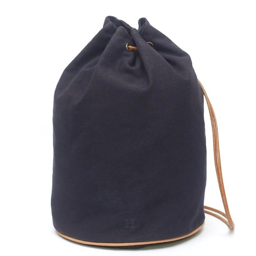 HERMES Polochon Mimil Canvas Drawstring Shoulder Bag Used Ship From Japan
