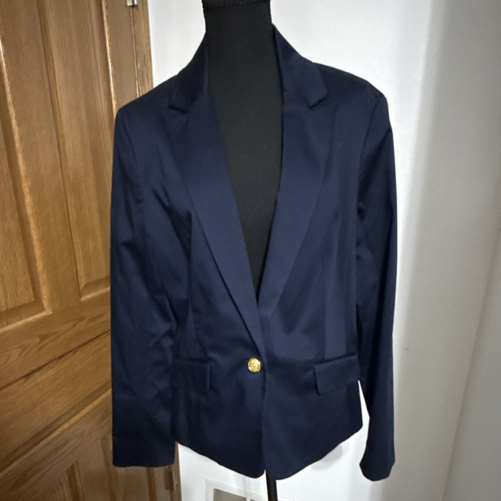 Jones New York Signature Stretch Blazer Navy Notch Lapel Women's Size 16