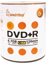 Smart Buy 100 Pack DVD+r 4.7Gb 16X Logo Blank Data Video Movie Recorda Electr...