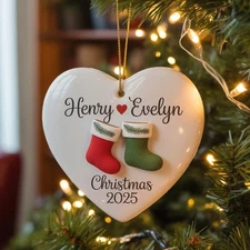 Personalized Couple Christmas Ornament 2025, Custom Couple Xmas 2025 Ornament