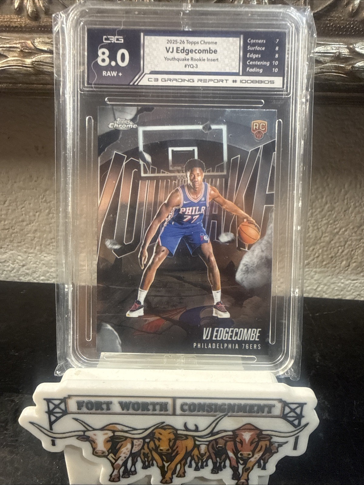 VJ Edgecombe C3G 8 2025 Topps Chrome Youthquake Rookie RAW+ 76ers