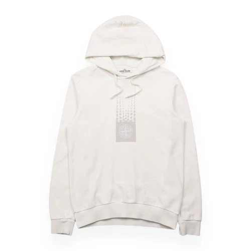 Felpa con cappuccio Stone Island stampa logo taglia S bianca