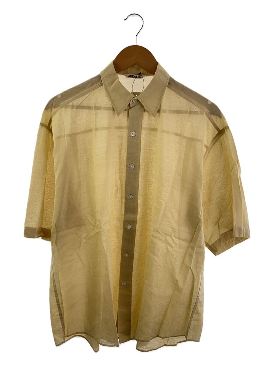 AURALEE Short Sleeve Shirt A24SS02 Yellow Animal Print Cotton Size 