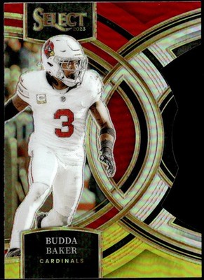 2023 Panini Select #107 Budda Baker Red and Yellow Prizms Die Cuts E1