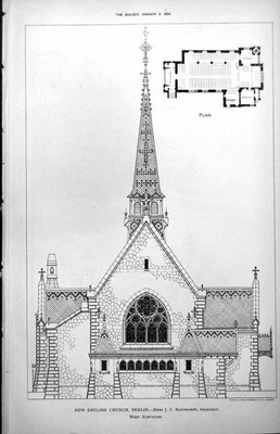 Alter Druckplan Neue Englische Kirche Berlin West Erhebung J Raschdorff Bogen 1886