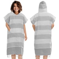 Badeponcho Damen Herren - Surf Poncho Aus Baumwolle - Handtuch Poncho