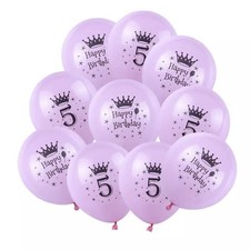 5th Birthday Girls Party Balloons Latex Kids Decoration Age 5 Balloon Purple x10