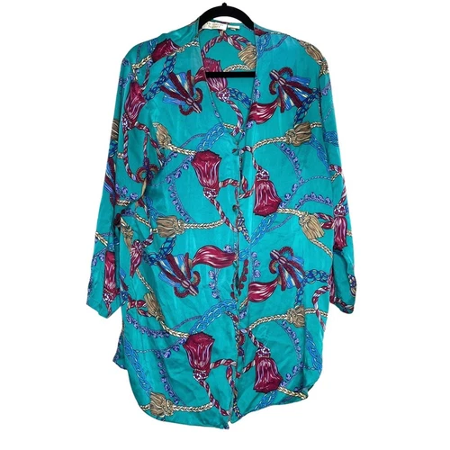 UNDERCOVER Tunica Victoria Secret anni 90 etichetta oro vintage seta verde bottoni taglia small