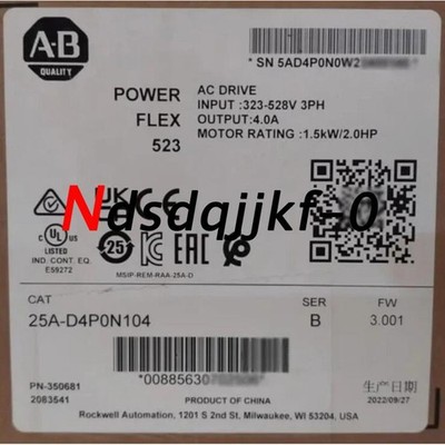 NEW Unopened AB 25A-D4P0N104 PowerFlex 523 AC Drive Free Shipping