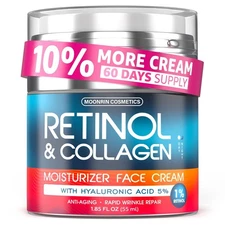 Retinol Cream for Face with Hyaluronic Acid, Day-Night Anti-Aging Moisturizer fo