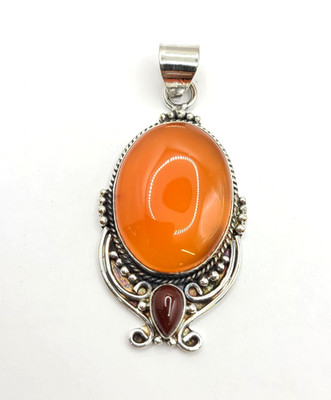 Großer Karneol Edelstein 925 Sterling Silber Anhänger Geburtstag Geschenke Schmuck