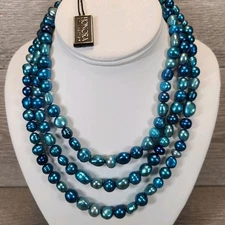 Honora Multicolor Blue Freshwater Pearl Necklace w/ Tag & Storage Pouch