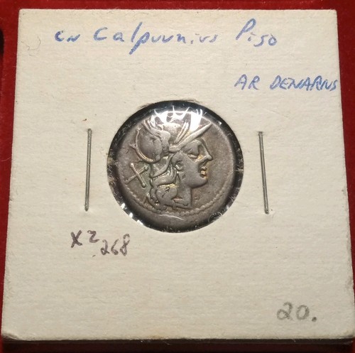 Republic, Calpurnius Piso AR Denarius 189-100 B.C. Rome mint Dioscuri stars
