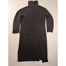 Abound Ribbed Turtleneck Midi Sweater Dress Black XL Side Slit Raglan