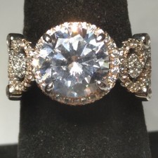 VERY LARGE 925 CH FZN STERLING SILVER FILIGREE CZ RING SIZE 7