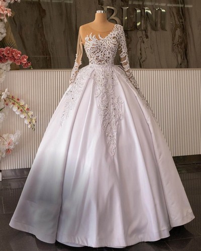 Wedding Dresses Scoop Neck Ball Gown Applique Lace Net Train Layered Custom New - Picture 13 of 13