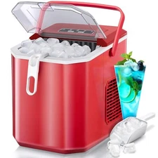 26Lbs/24H Ice Maker Countertop, Ice Maker with Carry Handle, 6 Mins 9 Ice Cubes
