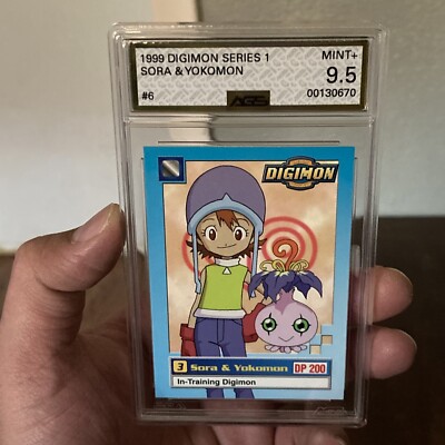 Digimon Animated Series 1 Sora & Yokomon #6 Upper Deck 1999 Graded