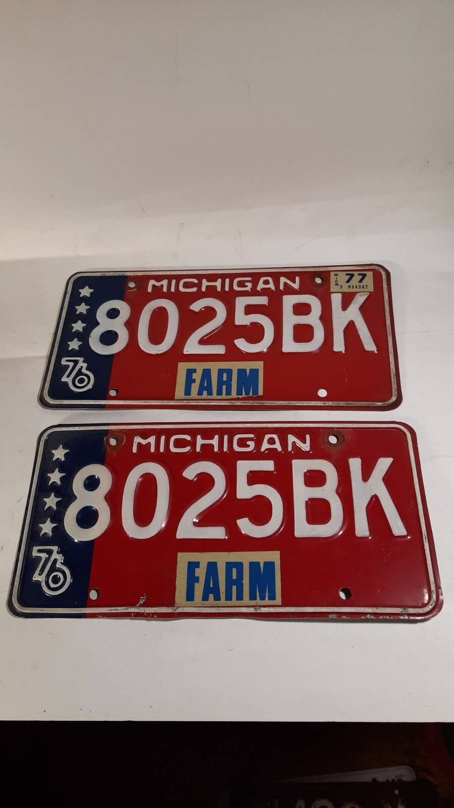 Two 1976 76 Michigan MI License Farm Plate Bicentennial eBay