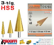 3 tlg. HSS TIN Stufenbohrer Set Ø 4mm - 32mm Metallbohrer Schälbohrer C9265 / A