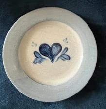 Rowe Pottery Works Salt Glaze Blue Heart 8 3/4" Plate