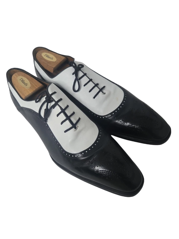 Zapato MEZLAN Puntera Cuadrada Blanco y Negro Squire Spectator Punta de Ala Talla 14 Foto 2 de 4