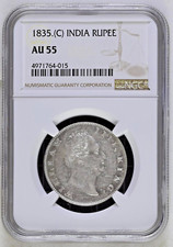 British India 1835C Rupee NGC AU55