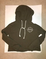 Dirtee Laundry Hoodie Olive Green Size Small Hooded Cropped Pullover Crop Top